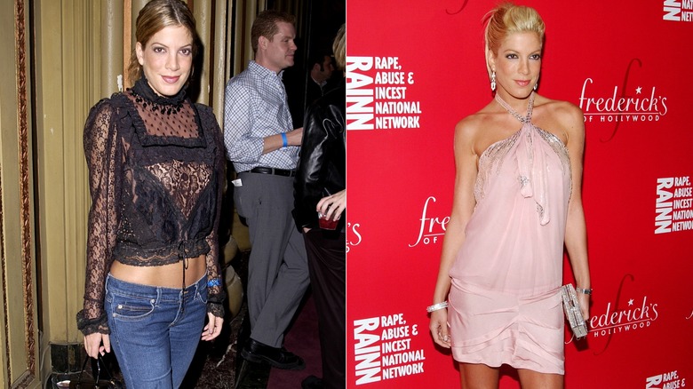 Tori Spelling wearing Y2K fashion