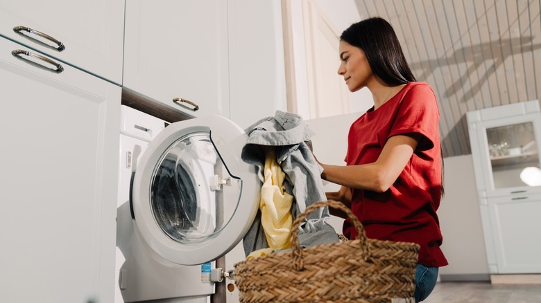 woman doing laundry