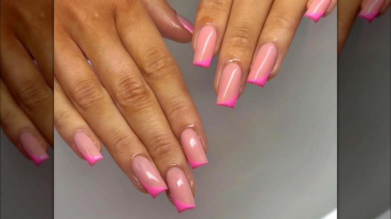 Pink corner abstract French manicure