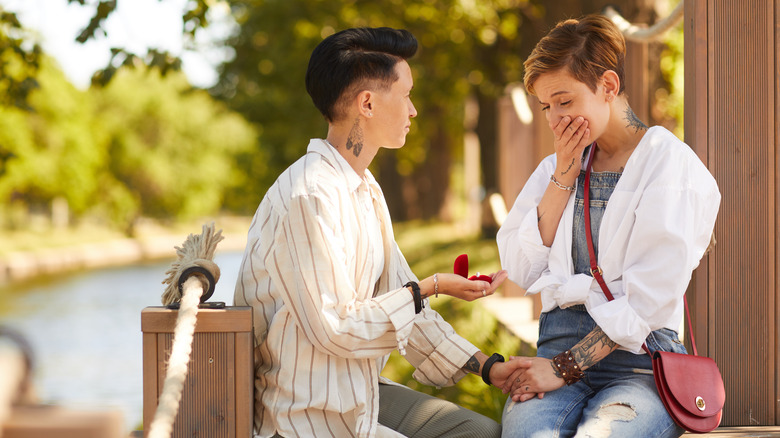 Person proposing to partner