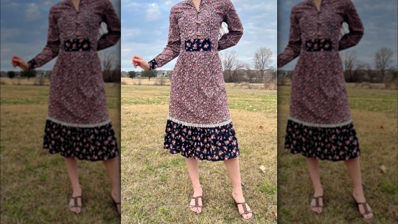 Model wearing prairie dress