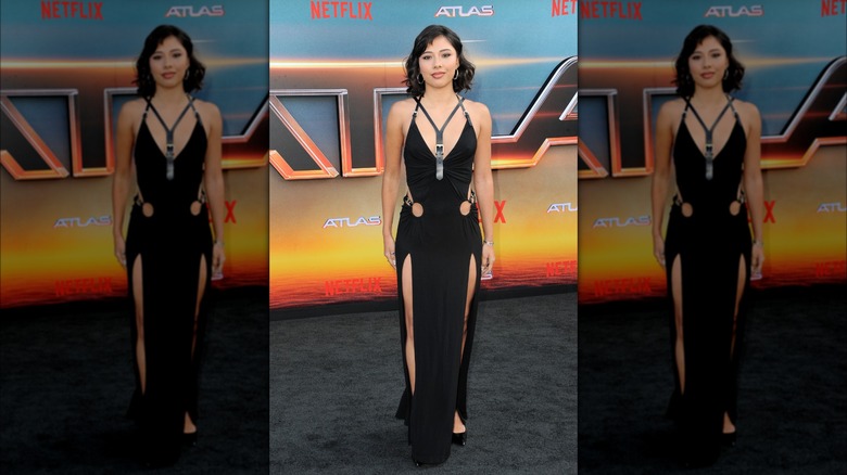 Xochitl Gomez Atlas premiere black dress