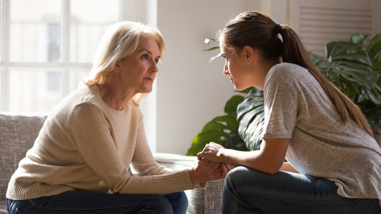 Woman having a stern talk 