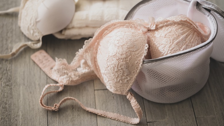 bras in a washing net