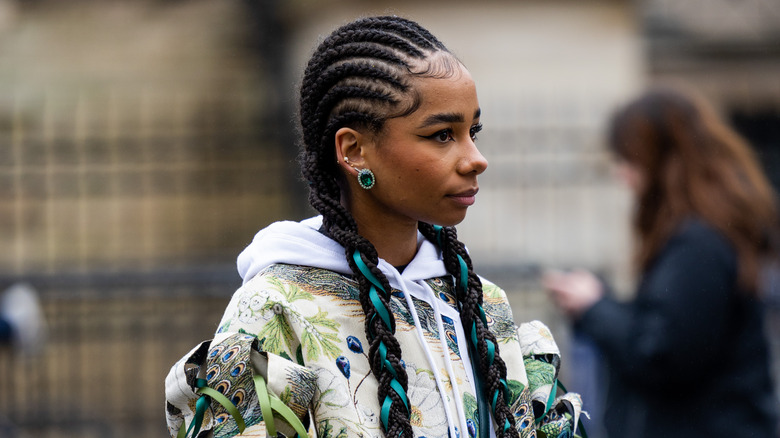 cornrows with double braids