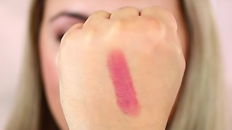 cream blush swatch on hand 