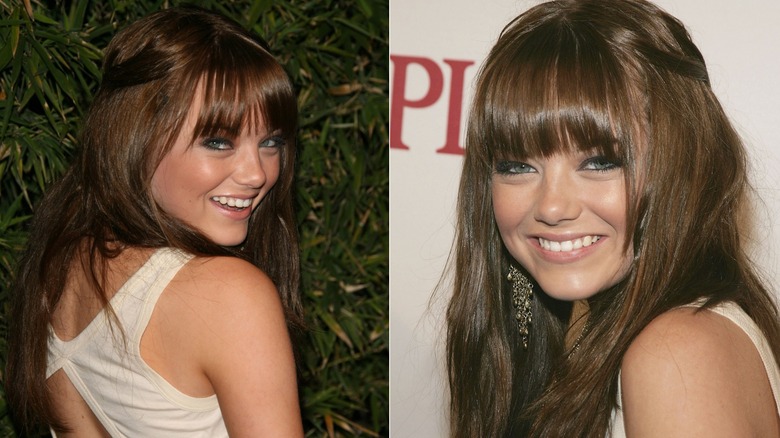 Emma Stone rocking bangs in the mid-2000s.