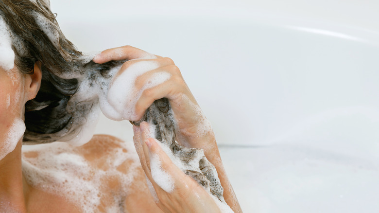 washing hair