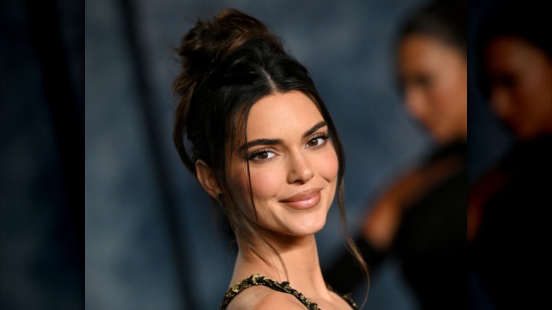 Kendall Jenner with middle part bun