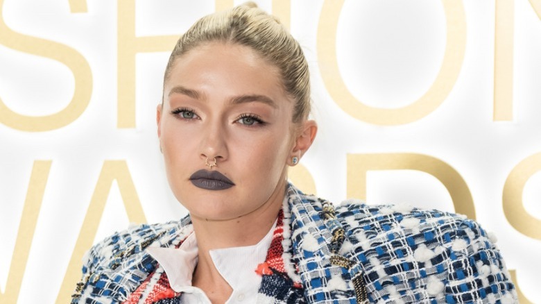 Gigi Hadid with middle part bun