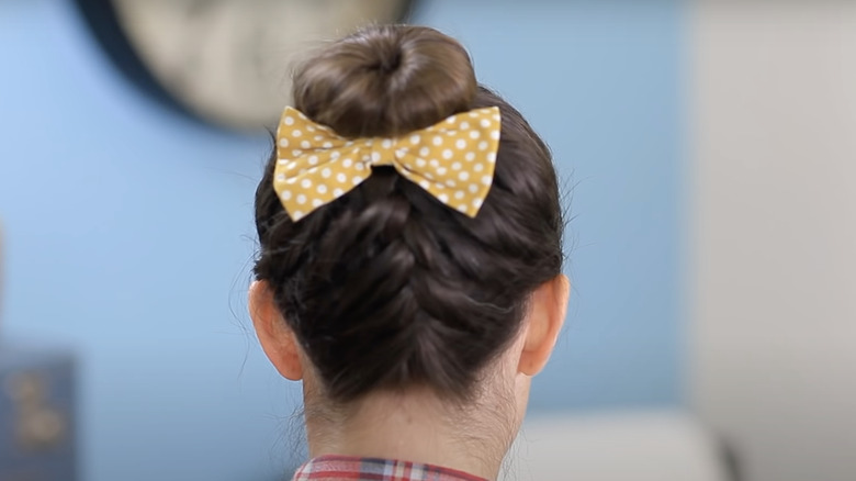 reverse french braid and bow