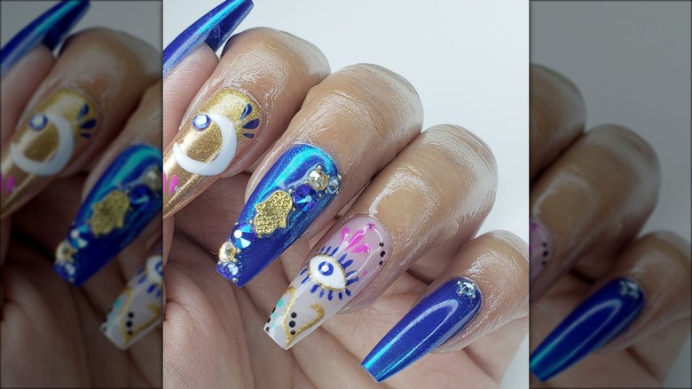 hamsa and evil eye nails