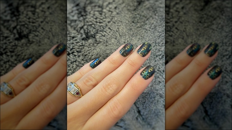 holographic hamsa nails