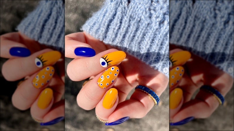 orange and blue nails