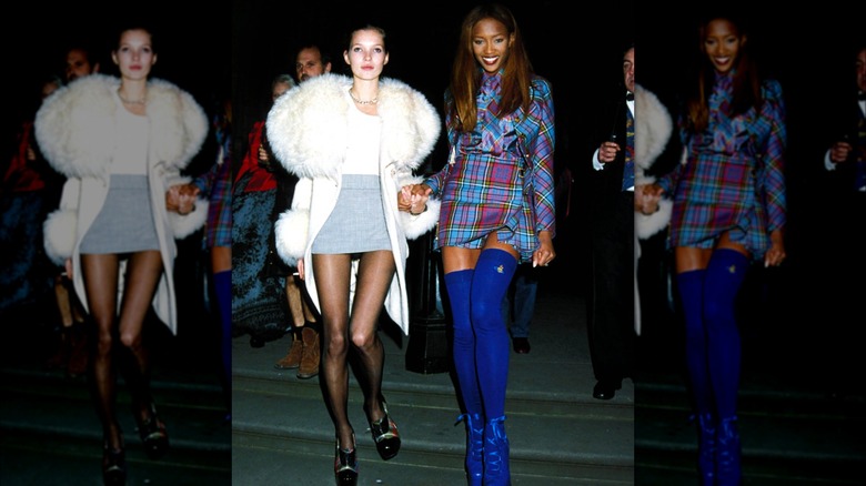 Kate Moss and Naomi Campbell walking