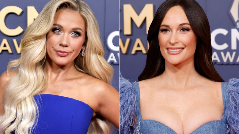 Side-by-side of Megan Moroney and Kasey Musgraves at the 2024 CMAs.