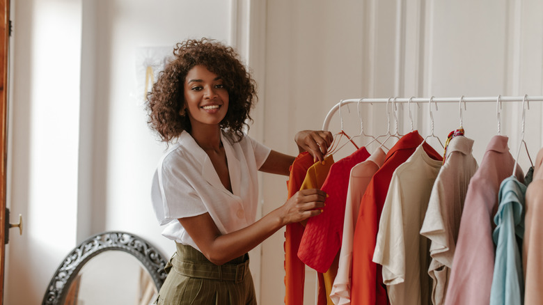 Woman looking at clothes 