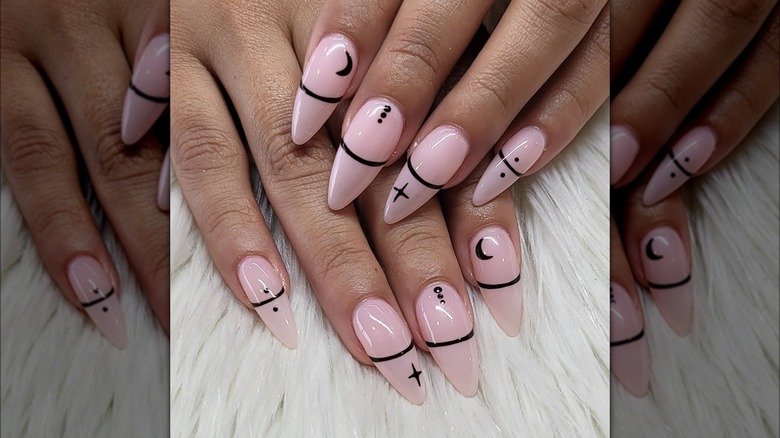 Floating French manicure with a design