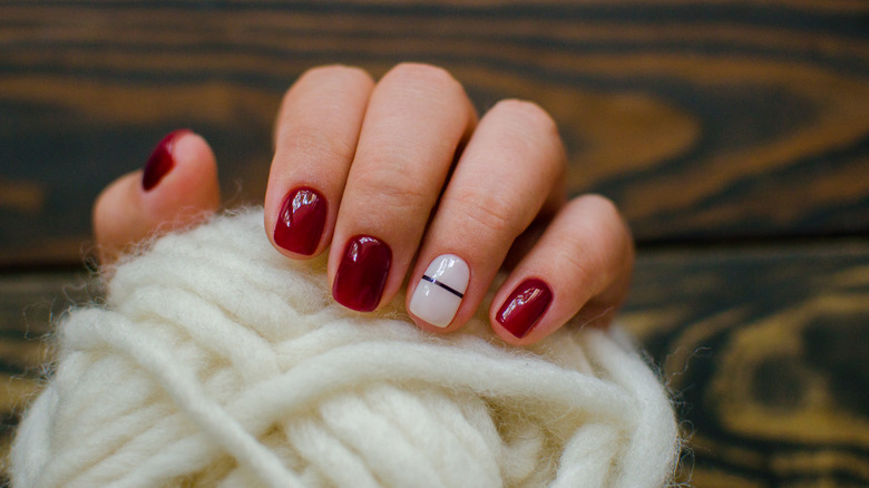 Floating French manicure with an accent nail