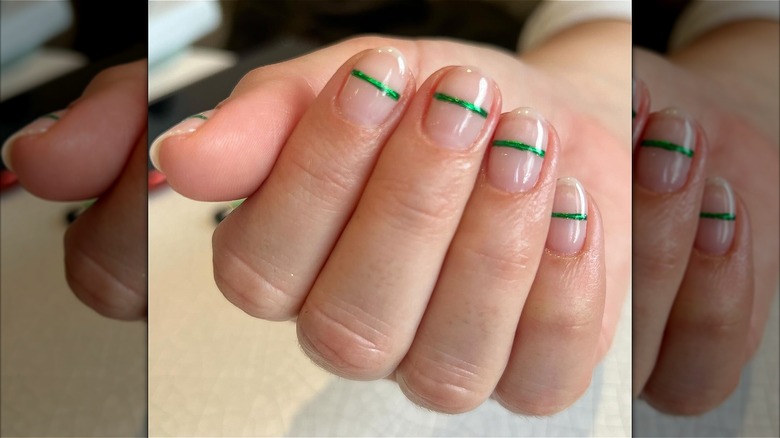 Green floating French nails