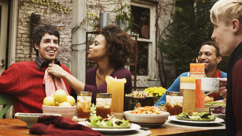 Friends enjoying dinner party