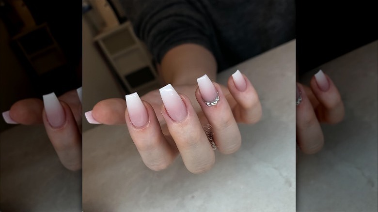 white to nude french fade nails