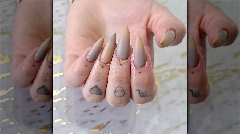 dark nude french fade nails