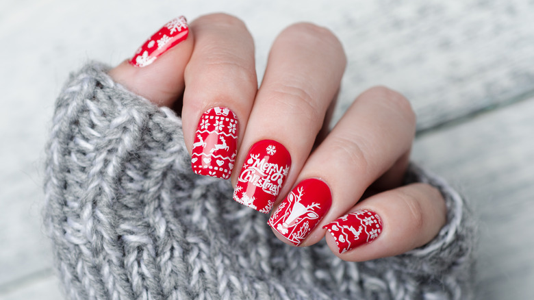 decorated holiday nails