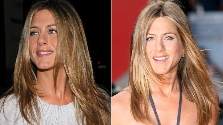 Jennifer Aniston face-framing layered hair