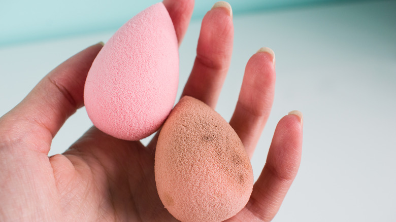 One clean and one dirty makeup sponge