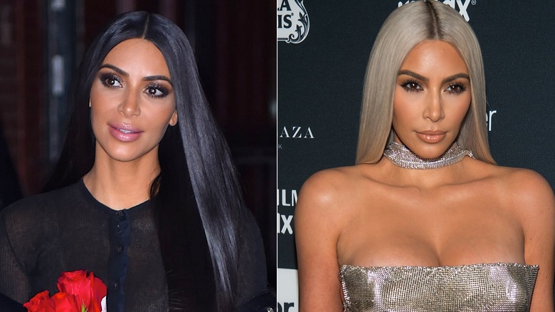 Kim Kardashian with sleek straight hair