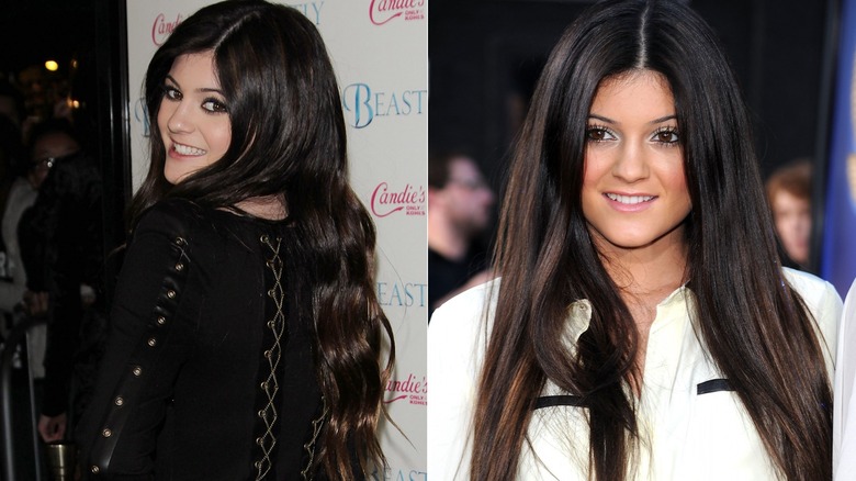 Kylie Jenner with long dark hair