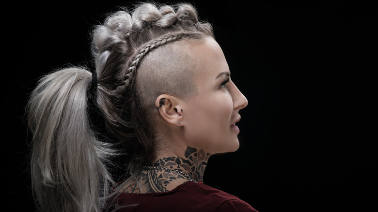 woman with viking braids