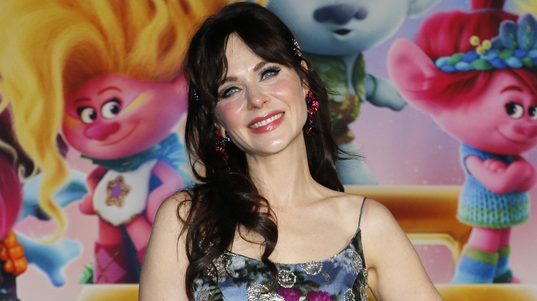 Zooey Deschanel curtain bangs hairstyle