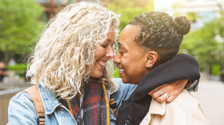 smiling couple embracing