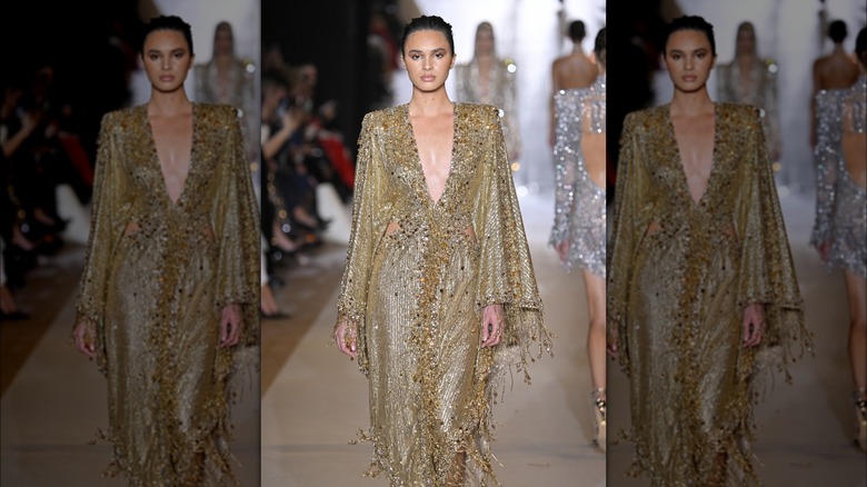 Zuhair Murad gold sequin dress