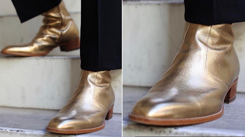 Gold metallic boots