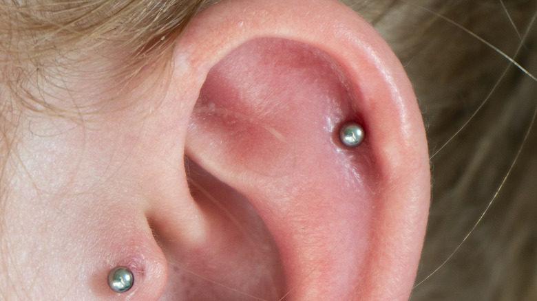 Red swollen ear piercing