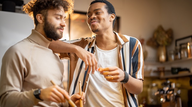 Couple cooks together