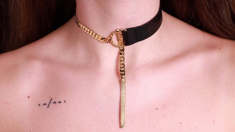 Gold and black choker