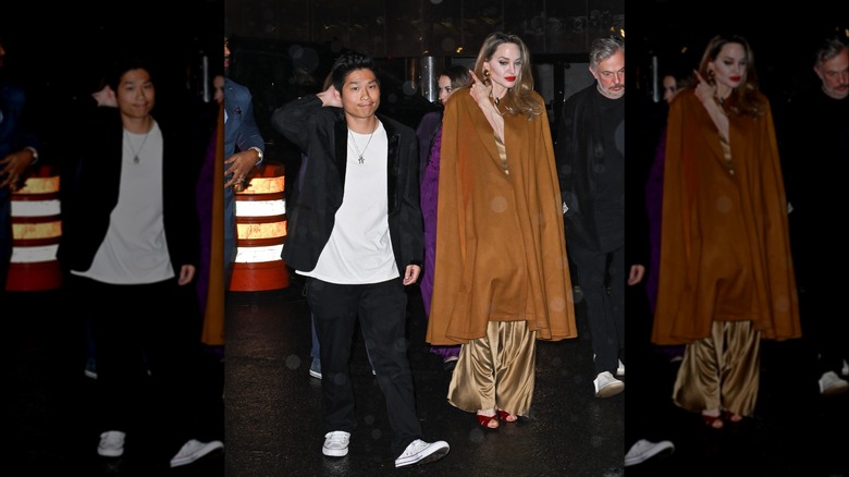 Jolie and Pax Thien Jolie-Pitt arrive for the premiere of "The Outsiders"