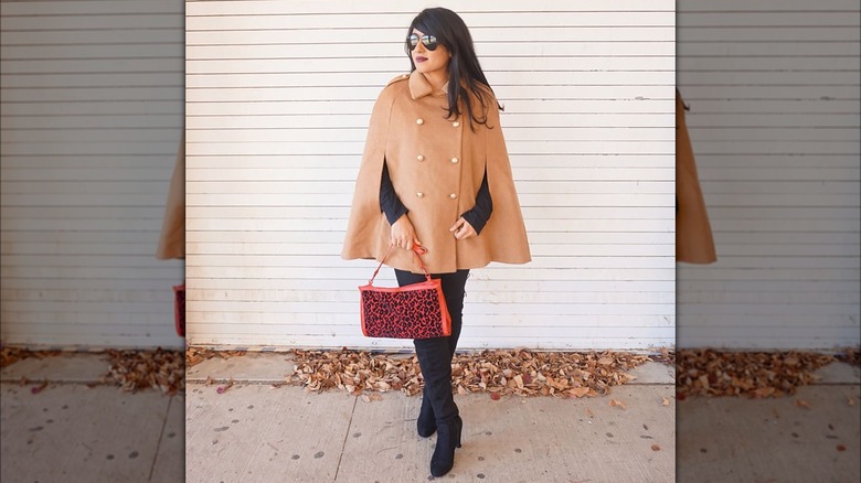 camel colored cape coat