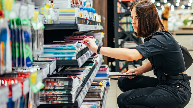 woman shopping for office supplies