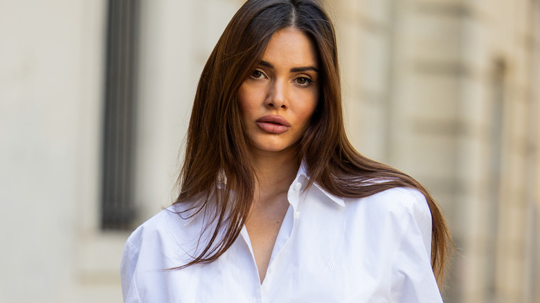 Woman in white shirtdress