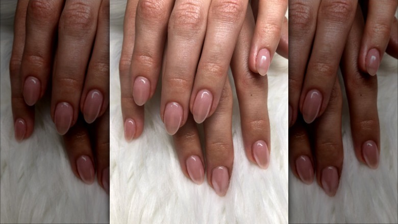 close up of nude pink manicure