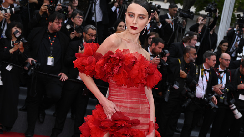 Sheer red dress