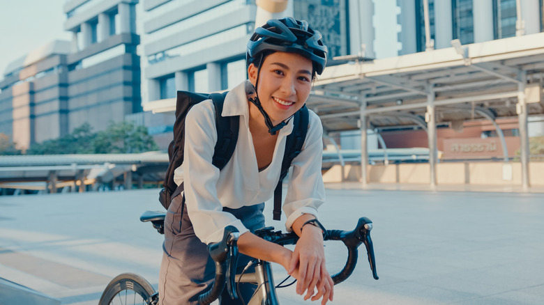 Woman riding a bike