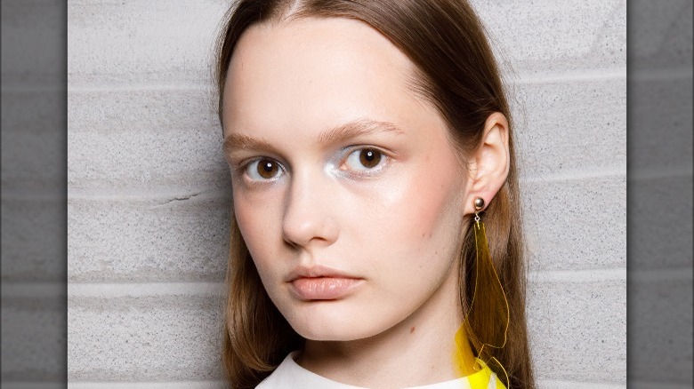 Woman wearing silver eyeshadow