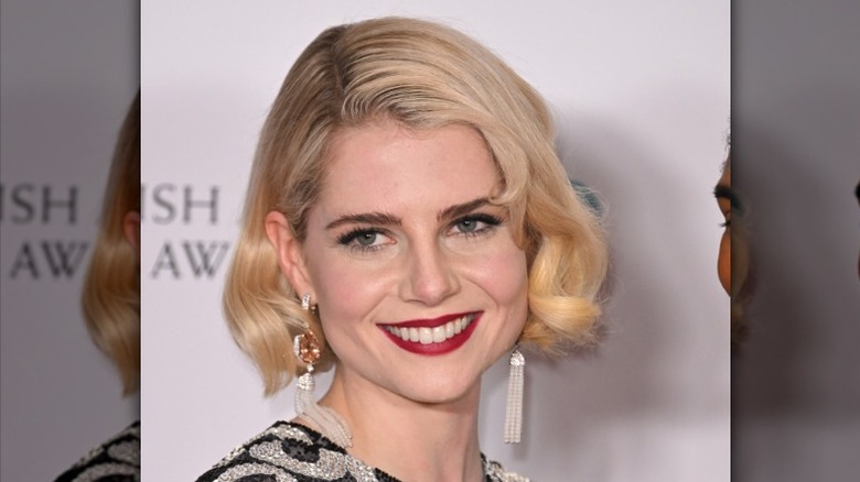 Lucy Boynton with micro-bob haircut