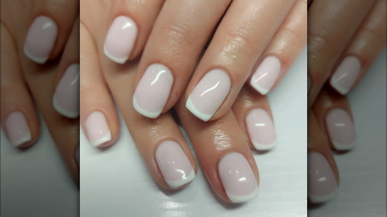 Squared milky French manicure